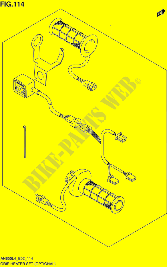 GRIP CALENTADOR SET (OPTIONAL) (AN650L4 E02) para Suzuki BURGMAN 650 2014