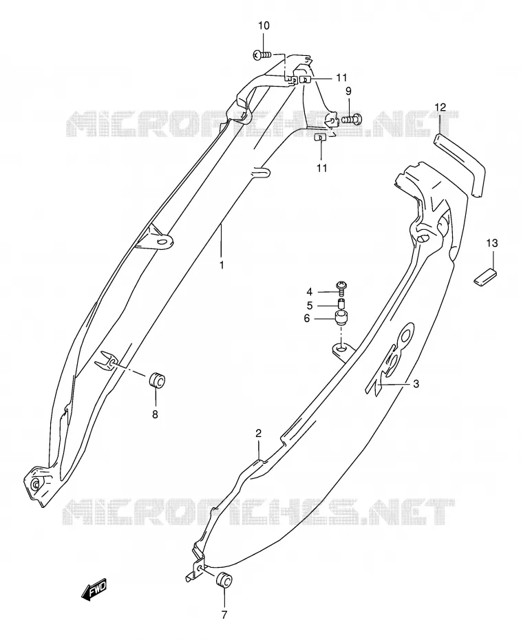 CUBRE ESTRUCTURA (MODELO X) Suzuki MOTO 750 GSX-F 2003  GSX750FK3(E2)