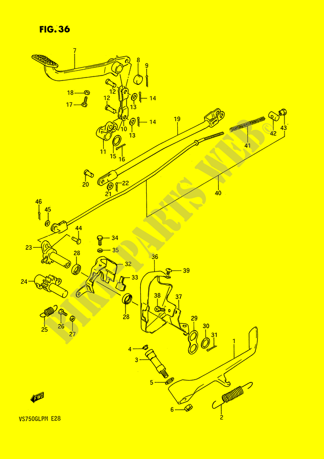 CABALLETE LATERAL   PEDAL DE FRENO TRASERO (VS750GLF/GLFG/GLPG,~F.NO.100209) para Suzuki INTRUDER 750 1991