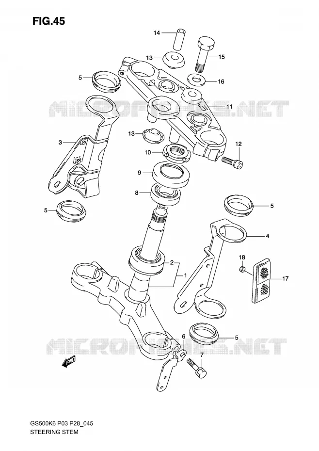TUBO DIRECCION (MODELO K3) Suzuki MOTO 500 GS-F 2004  GS500FK4(P3)