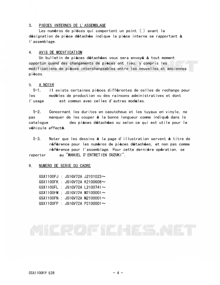 PREFACIO DEL CATALOGO Suzuki MOTO 1100 GSX-F 1992  GSX1100FN(E28)