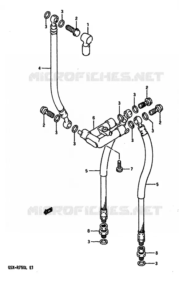 TUBO FRENO DELANTERO (MODELO J/K) Suzuki MOTO 750 GSX-R 1989  GSX-R750K(K/L/M)