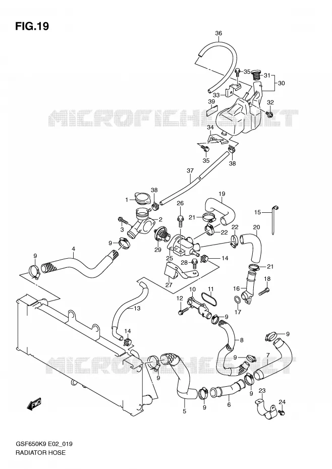 TUBO RADIADOR Suzuki MOTO 650 BANDIT 2010  GSF650L0(E2)
