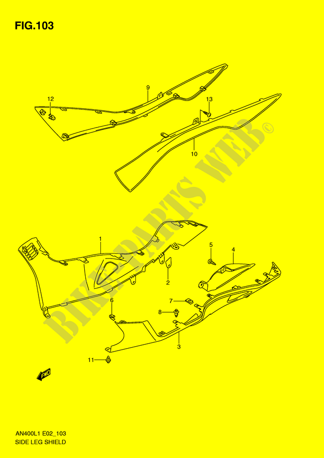 CARENADOS INFERIORES (AN400AL1 E24) para Suzuki BURGMAN 400 2011