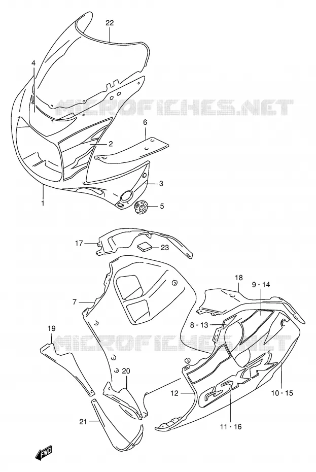 TAPA (MODELO T) Suzuki MOTO 1100 GSX-R 1997  GSX-R1100WV(E2)