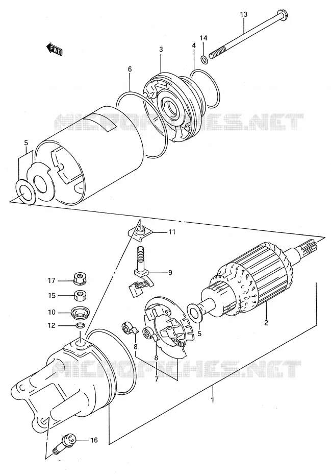 MOTOR ARRANQUE (MODELO N/P) Suzuki MOTO 750 GSX-R 1995  GSX-R750WS(E28)