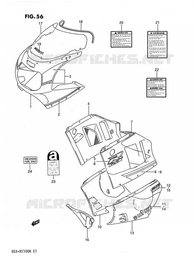 TAPA (MODELO M 3CG/05X) Suzuki MOTO 1100 GSX-R 1992  GSX-R1100N(E1)