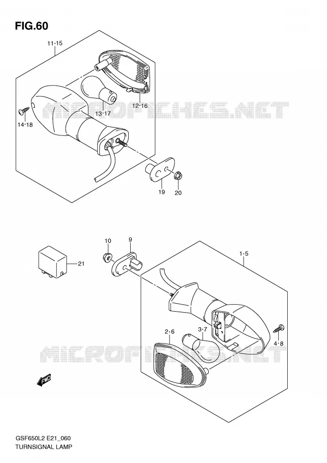INTERMITENTES (GSF650AL2 E21) Suzuki MOTO 650 BANDIT 2012  GSF650SUAL2(E21)