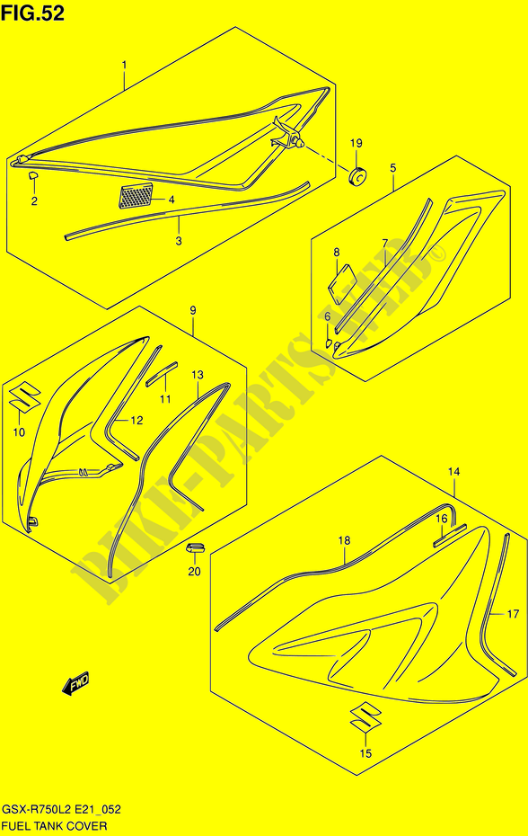 DEPOSITO COMBUSTIBLE COVER (GSX R750UFL2 E21) para Suzuki GSX-R 750 2012
