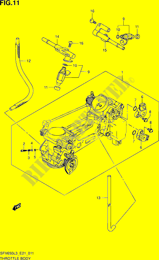 CUERPO DEL ACELERADOR (SFV650L3 E21) para Suzuki GLADIUS 650 2014