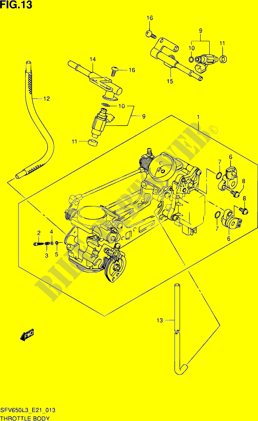 CUERPO DEL ACELERADOR (SFV650UL3 E21) para Suzuki GLADIUS 650 2014