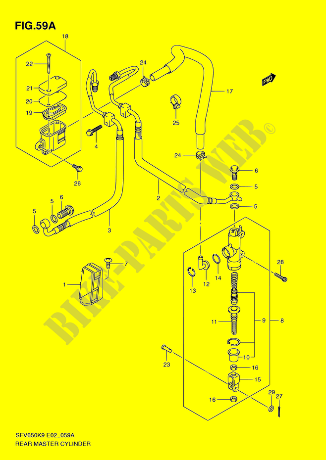 CILINDRO PRINCIPAL TRASERO (SFV650AK9/UAK9/AL0/UAL0) para Suzuki GLADIUS 650 2010