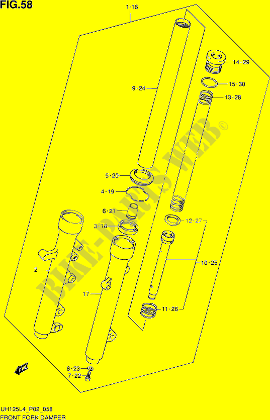 AMORTIGUADOR HORQUILLA DELANTERA (UH125L4 P02) para Suzuki BURGMAN 125 2014